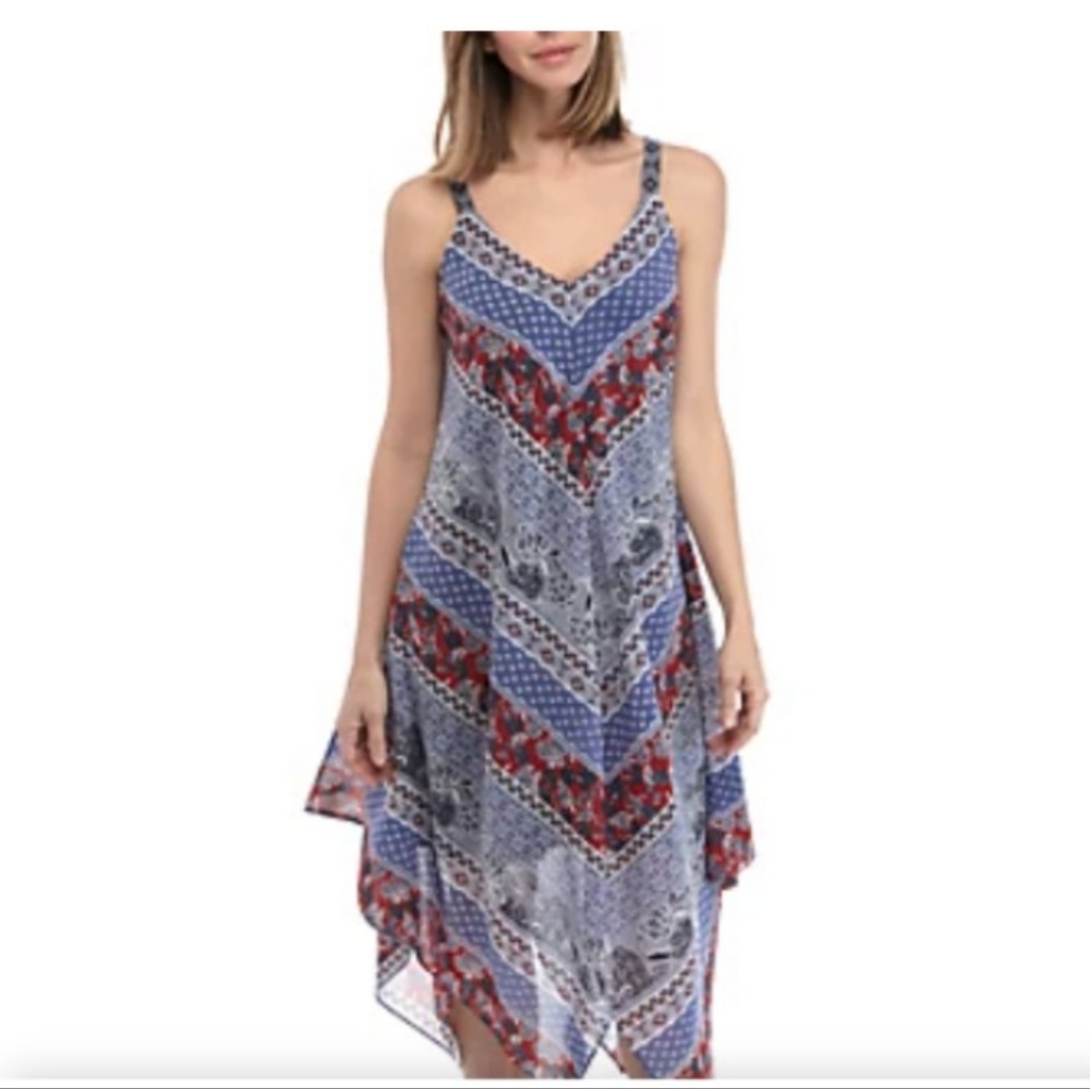 Emma & Michelle  Sleeveless Asymmetric Handkerchief Midi Hem Dress Size L